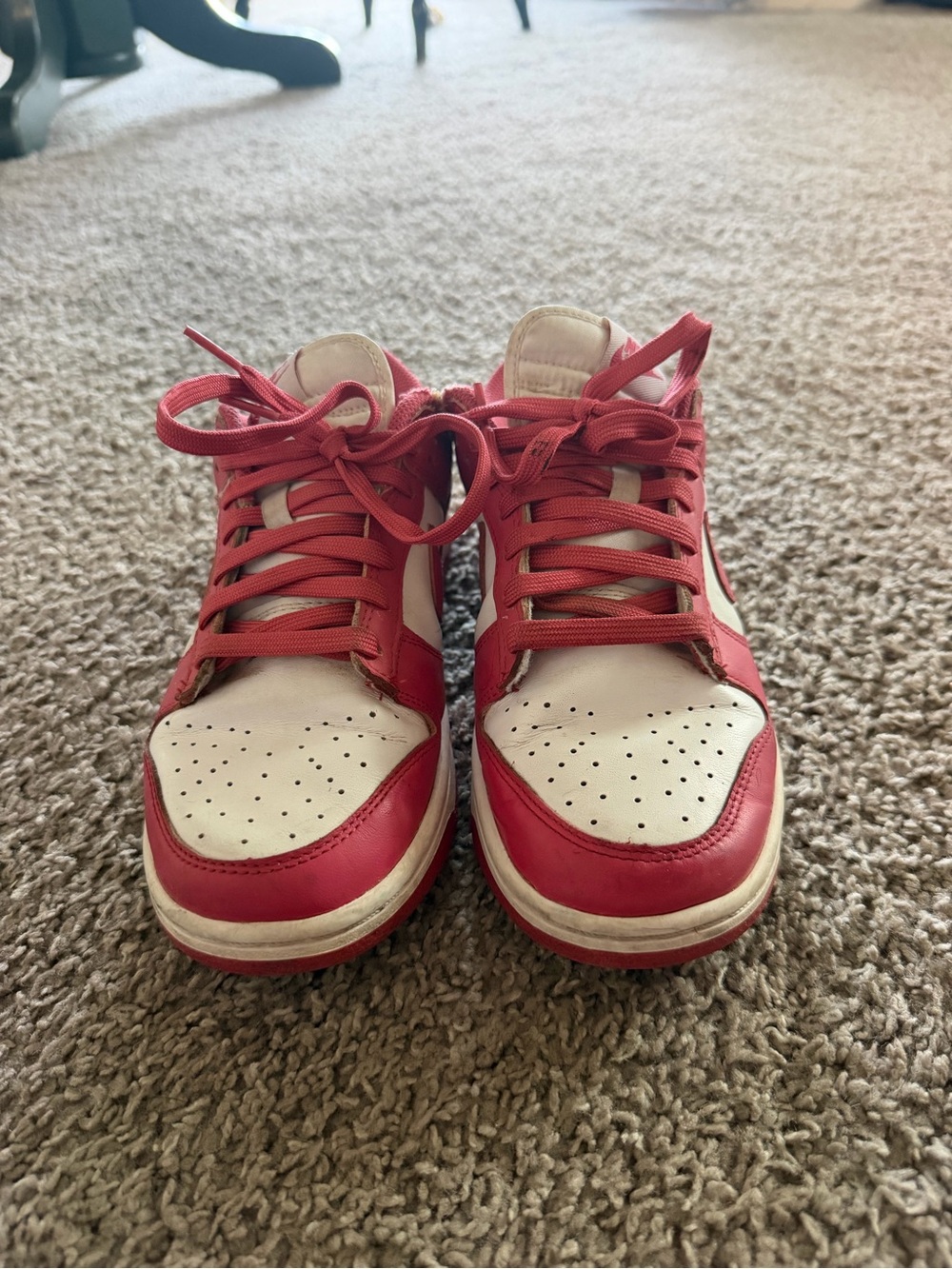 Nike rose pink/red Low dunks women’s size 8.5